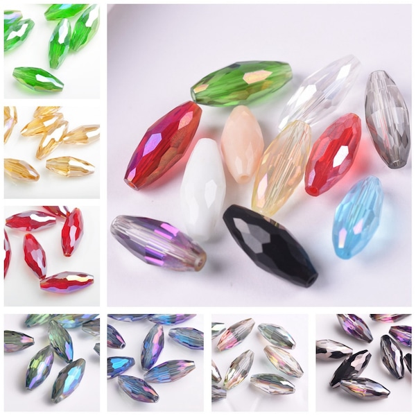 10pcs Faceted Oval Crystal Glass Loose Spacer Beads for Jewelry Making Accessories