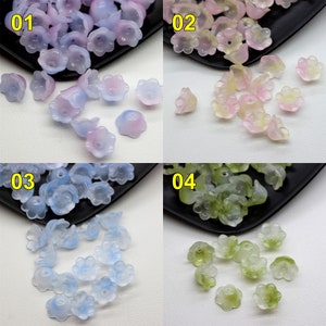 30pcs Glass Flower Bead Caps for Jewelry Making Hairpin Accessories