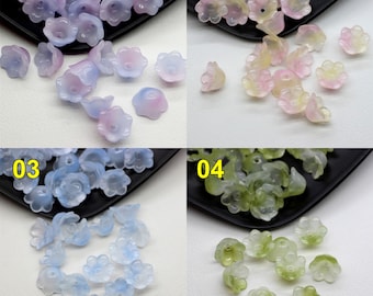 30pcs Glass Flower Bead Caps for Jewelry Making Hairpin Accessories