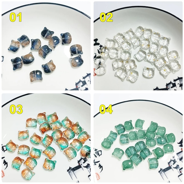 20pcs Cat Glass Spacer Beads for Jewelry Making Bracelet Necklace Earrings