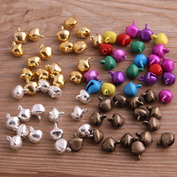 100pcs Tiny Bell Charm Pendant for Christmas Craft Decoration