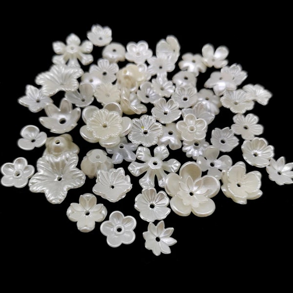 100pcs Acrylic Flower Pearl Spacer Beads for Jewelry Making Accessories