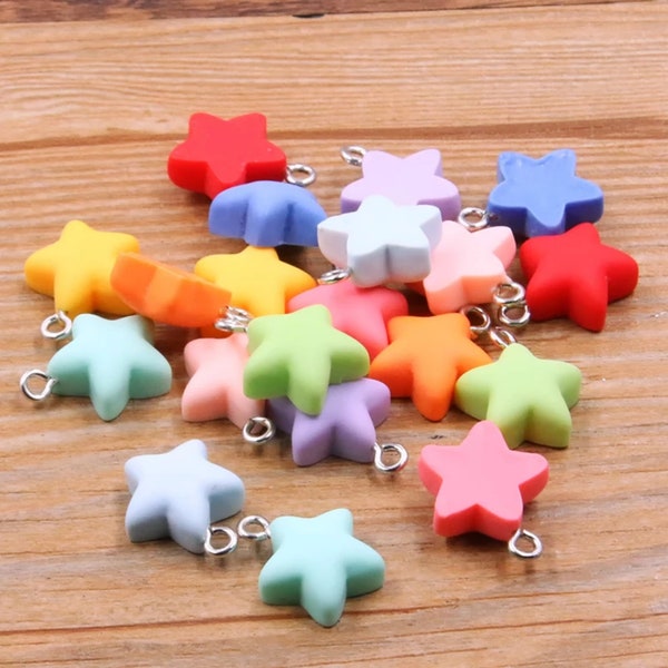 20pcs Matte Color Star Resin Charm Pendant for Jewelry Making