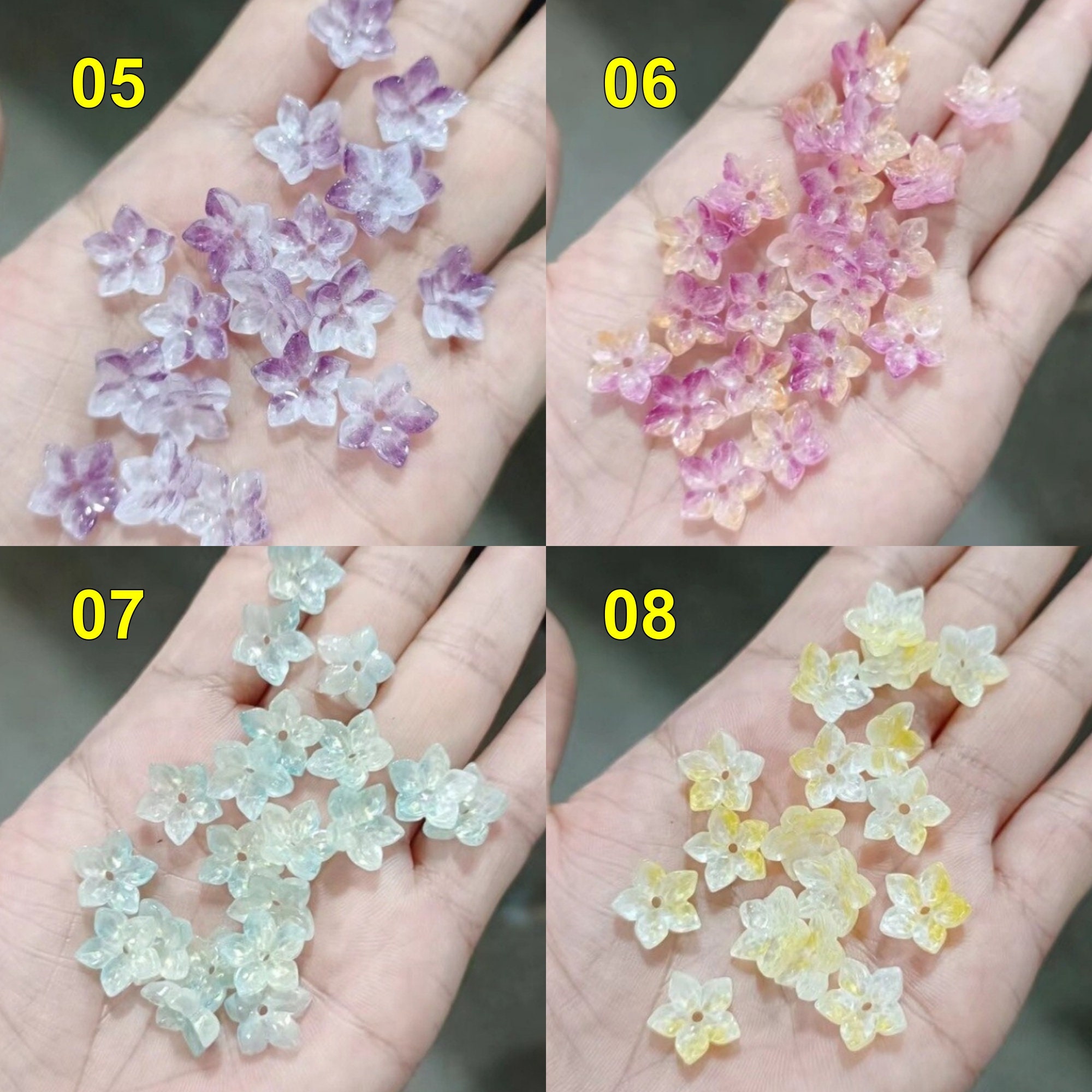 10pcs Crystal Glass Flower Bead Caps for Jewelry Making 