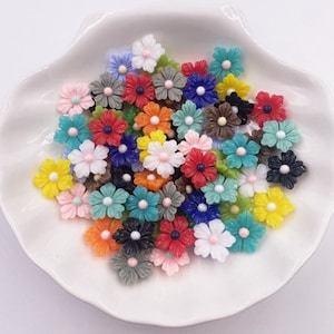 50 Stück Blumen Harz Cabochon Flatback für Schmuckherstellung Zubehör