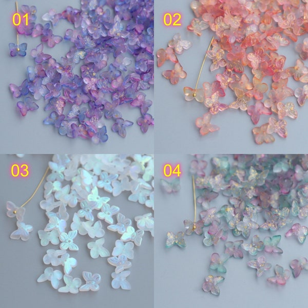 50pcs Mini Butterfly Glass Loose Spacer Beads for Jewelry Making Accessories