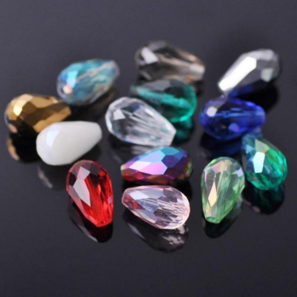 Perles d'espacement lâches en verre de cristal à facettes en forme de larme de couleur AB pour les accessoires de fabrication de bijoux
