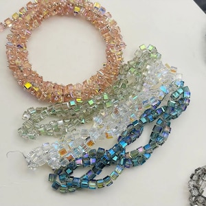 20pcs Austrian Crystal AB Color Cube Glass Loose Spacer Beads for Jewelry Bracelet Necklace Making