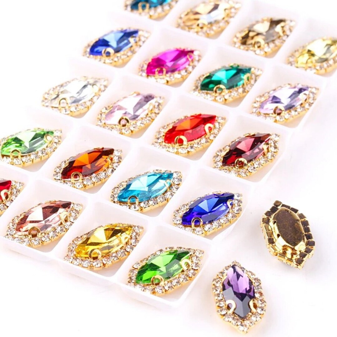 Marquse Sew on Rhnestones 4x8mm Sew on Navette Glass Crystal - Etsy