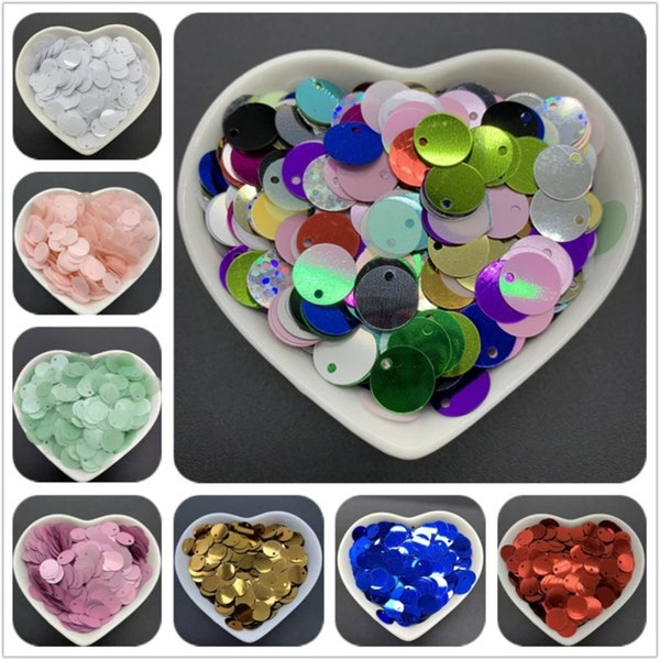 400pcs 10mm PVC Flat Round Loose Sequin with 1 Hole Paillettes for Sewing Craft Decorations