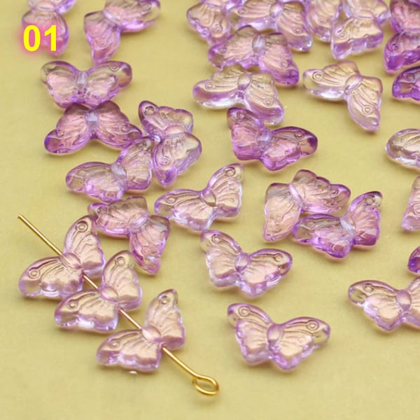 30pcs Mini Butterfly Czech Glass Loose Spacer Beads for Jewelry Making Accessories