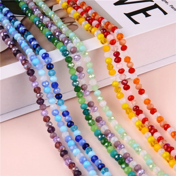 100pcs Assorted Colors Faceted Rondelle Glass Beads for Jewelry Making