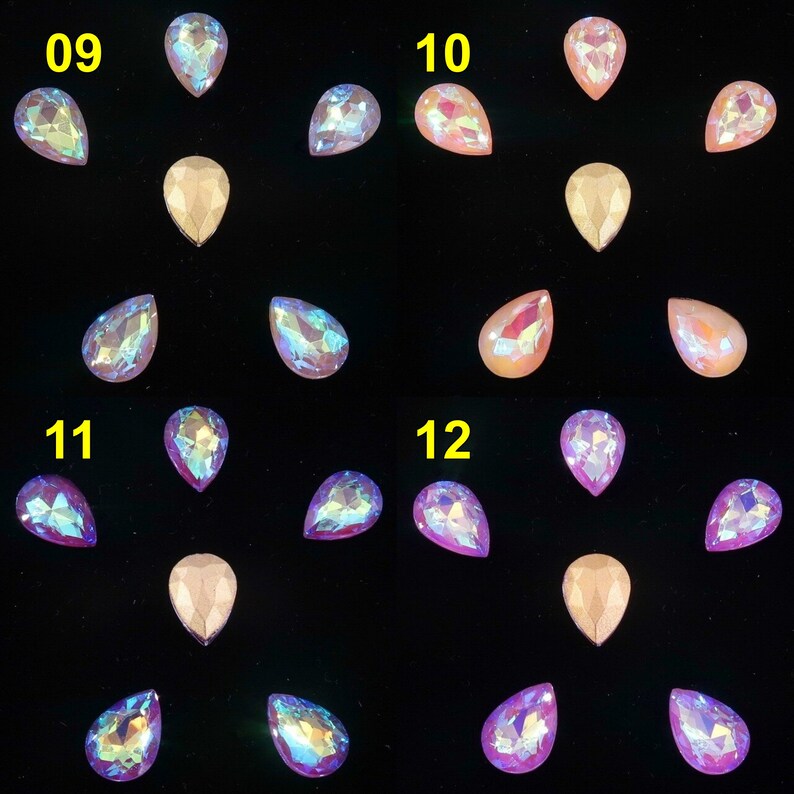 AB Color Teardrop Glass Crystal Point Back Rhinestone for Wedding Dress Shoes Bags image 4