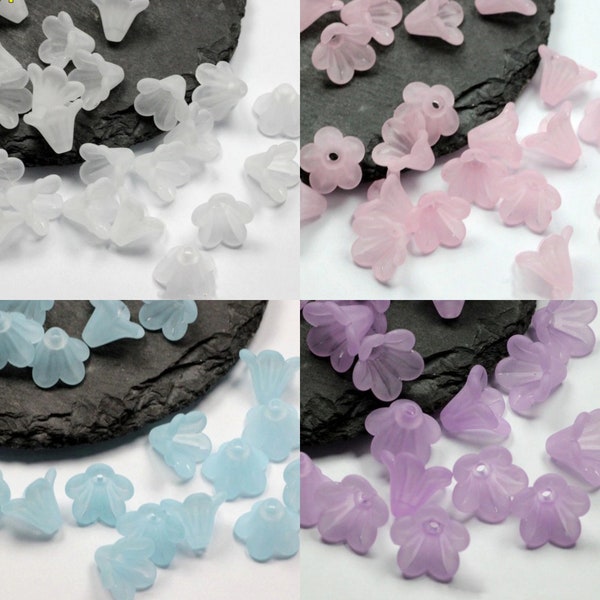 50pcs Acrylic Frosted Color Flower Bead Caps for Jewelry Making Accessories