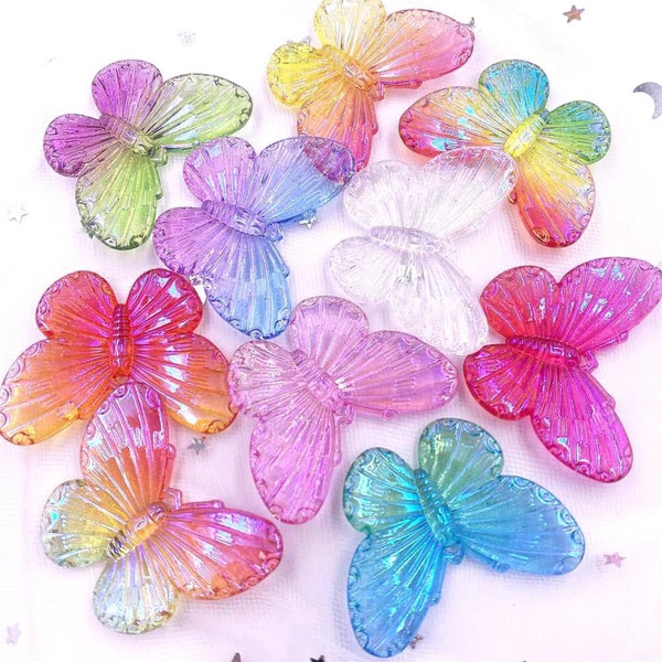 10pcs AB Color Butterfly Resin Cabochon Flatback for Jewelry Making Accessories