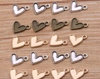 60pcs Cute Heart Charm Pendant for Jewelry Making