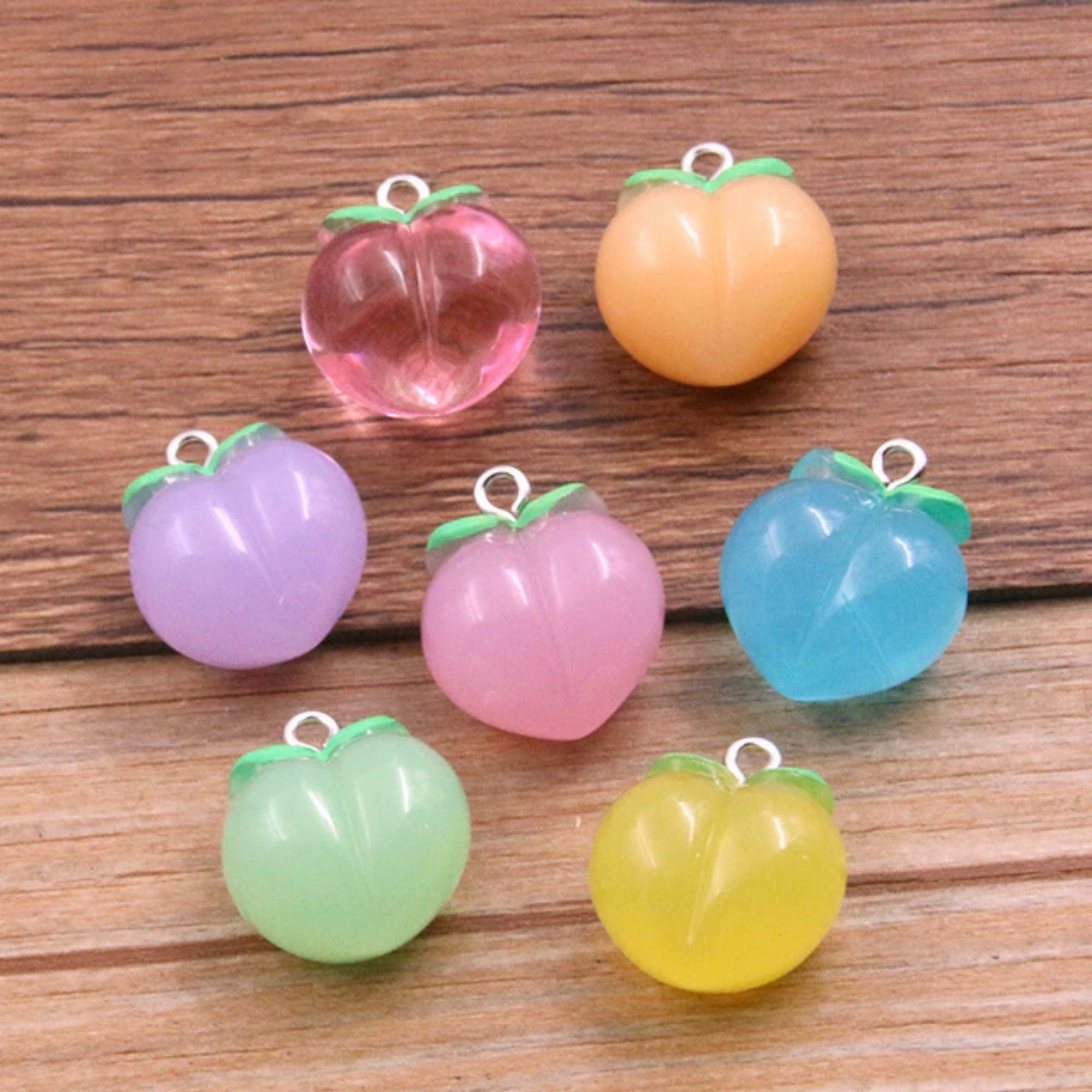 10pcs Cute 3D Brightly Fruit Cherry Resin Charms For Earring Keychain  Pendant Accessory DIY Flatback Crafts