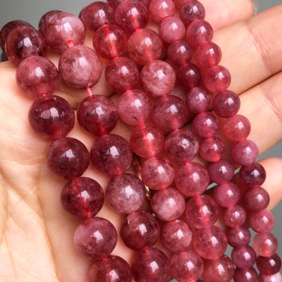 4/6/8/10mm Round Stone Red Jade Beads for Jewelry Making Bracelet 