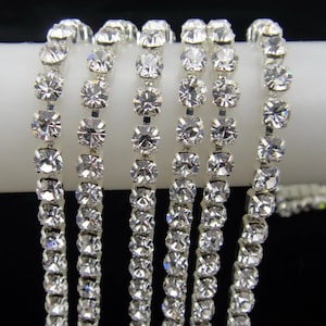 2 Yard Clear Crystal Rhinestone Chain Trim for Jewelry Making Accessories