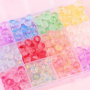 50pcs 8mm Round Glitter Glass Beads for Jewelry Making Accessories