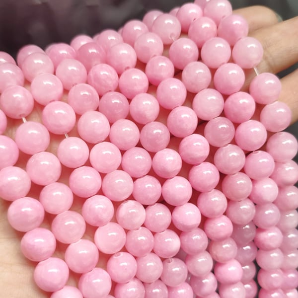 4/6/8/10mm Round Pink Jade Stone Beads for Jewelry Making Bracelet