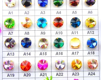 6/8/10/12/14/16/18mm Round Glass Crystal Sew On Rhinestone Beads with Gold Claw for Dress Shoes Bags