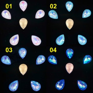 AB Color Teardrop Glass Crystal Point Back Rhinestone for Wedding Dress Shoes Bags image 2