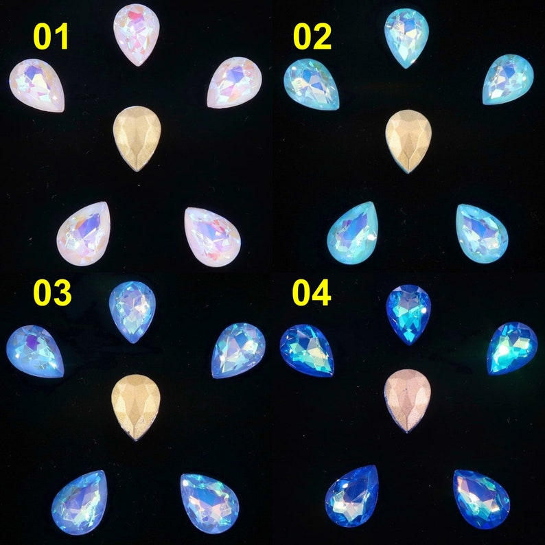 AB Color Teardrop Glass Crystal Point Back Rhinestone for Wedding Dress Shoes Bags image 2