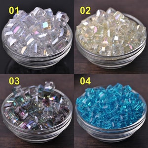 3/4/6/8mm AB Color Cube Crystal Glass Loose Spacer Beads for Jewelry Making Accessories