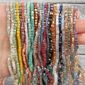 Perline distanziatrici sciolte in vetro cristallo cubo colorato AB da 2/3/4 mm per accessori per la creazione di gioielli