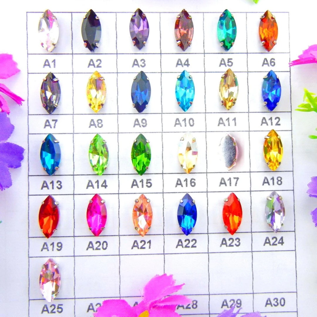 thumbnail image 2 of Glass Navette Sew-On Rhinestones 5x10mm – White AB Crystal, 1-Piece 2 of 4