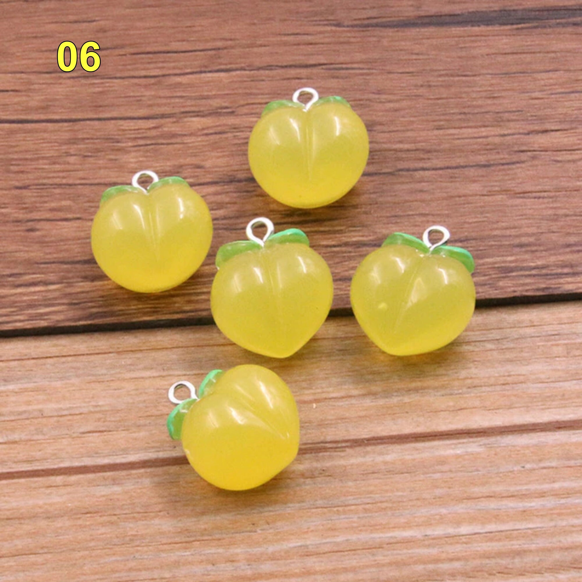 10pcs Peach Fruit Charms For Jewelry Making - Resin Pendants For DIY Necklaces & Earrings