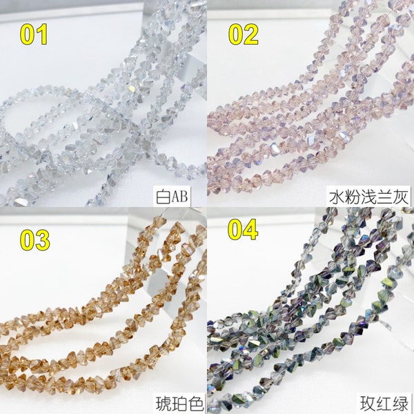 Perles de verre cristal en forme de triangle de 4 mm à 6 mm pour la fabrication de bijoux