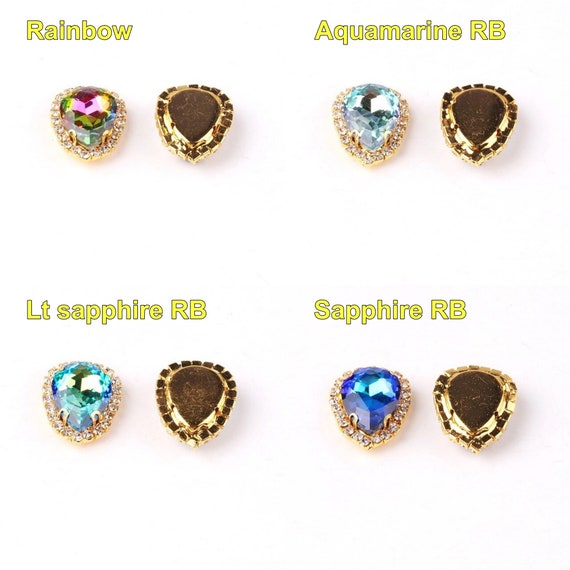 Multicolor Waterdrops Silver Claw Rhinestone Teardrop Jewelry Craft  Rhinestones