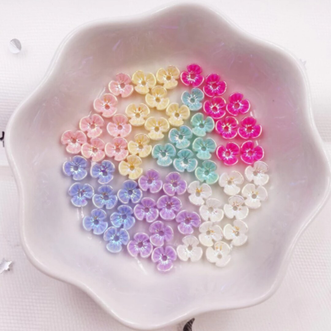 50pcs Mini Resin Flower Bead Caps for Jewelry Making Accessories - Etsy