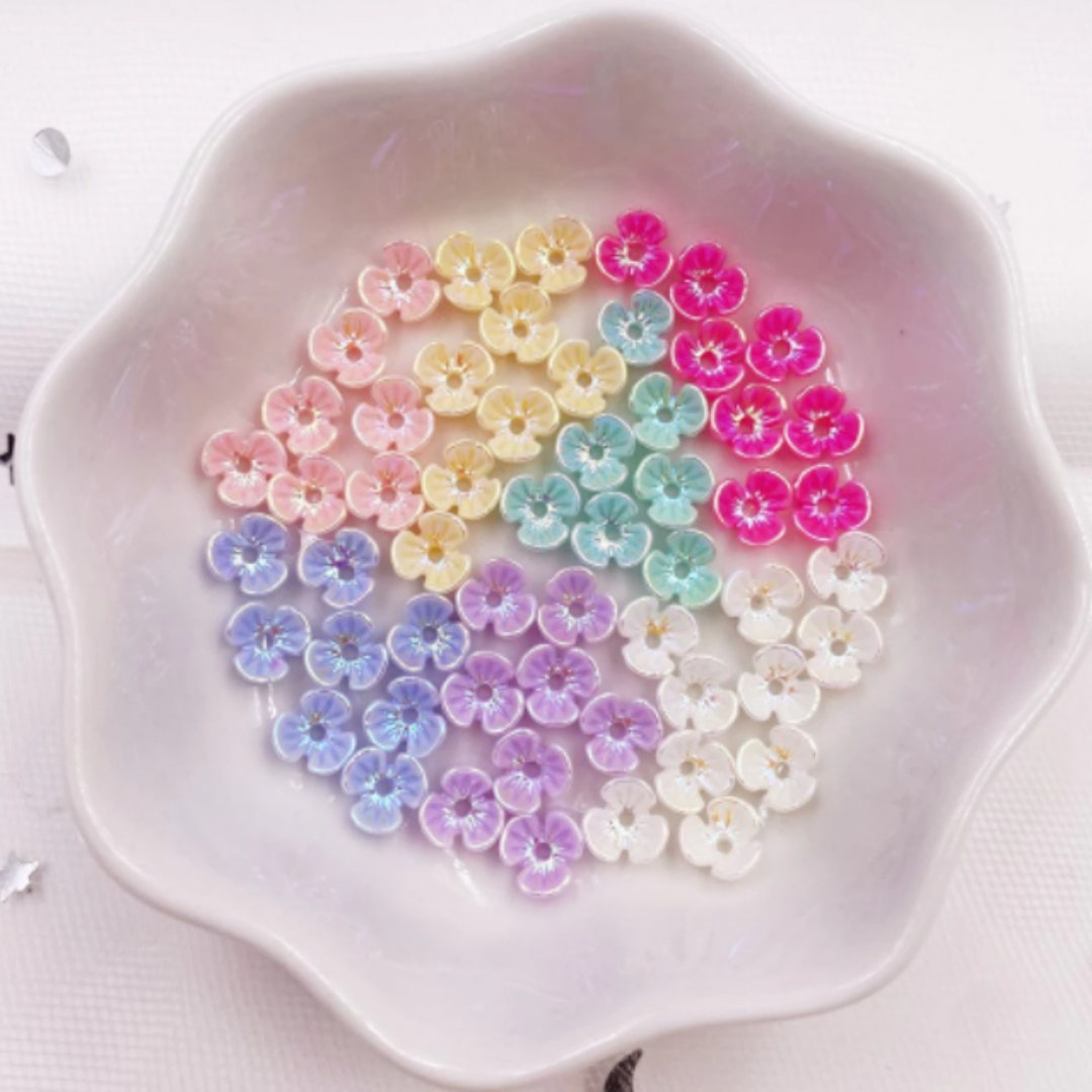 50pcs Mini Resin Flower Bead Caps for Jewelry Making Accessories Etsy