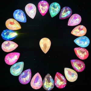 AB Color Teardrop Glass Crystal Point Back Rhinestone for Wedding Dress Shoes Bags Mixed Colors