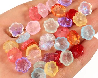 20pcs Flower Crystal Glass Beads for Jewelry Making Accessories