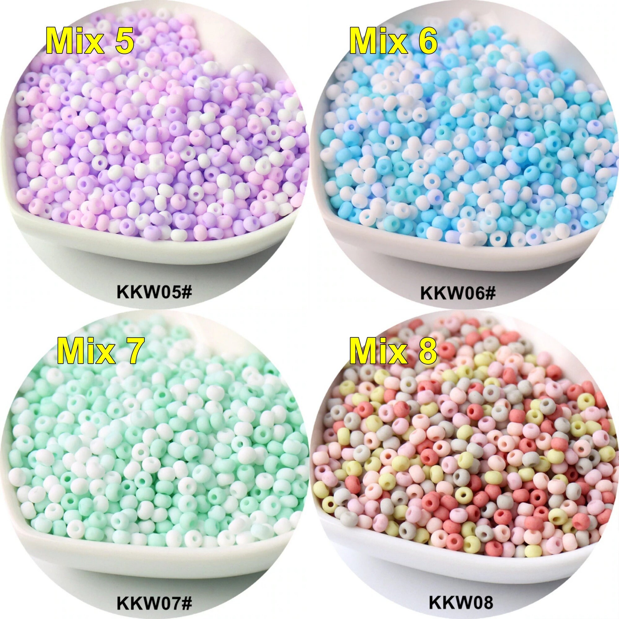 4mm Uniform Glass Seed Beads Mix Macaroon Colors Matte Frost Loose Spacer  Beads For Making Bracelets DIY Jewelry Material