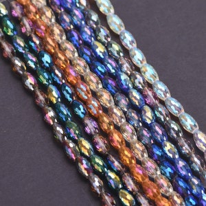 20 perline distanziatrici sfuse in vetro cristallo ovale sfaccettato colore AB 10x6 mm per accessori per la creazione di gioielli