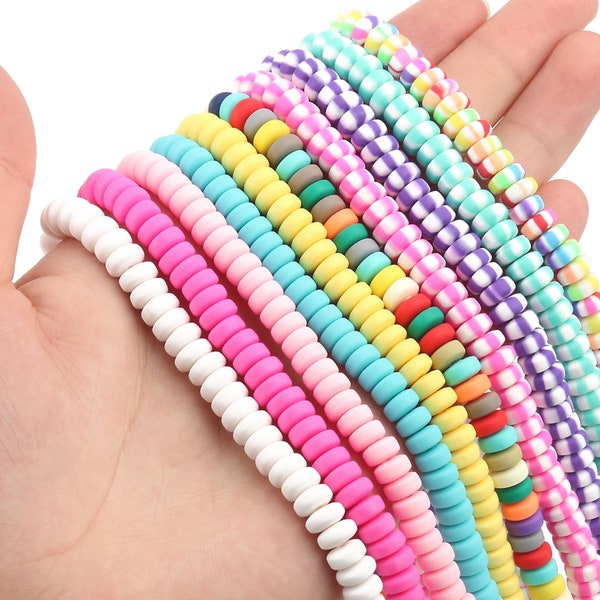 110pcs Polymer Clay Rondelle Beads for Jewelry Making Bracelet Necklace Earrings