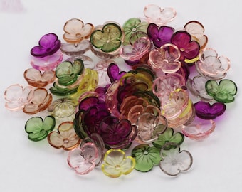 200pcs Acrylic Flower Bead Caps for Jewelry Making Hairpin Accessories