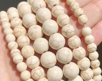 4/6/8/10/12mm Round White Howlite Stone Beads for Jewelry Making Bracelet