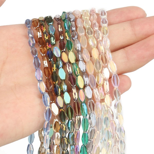 AB Color Crystal Glass Flat Oval Beads for Jewelry Making Accessories