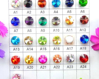 6/8/10/12/14/16/18mm Round Glass Crystal Sew On Rhinestone Beads with Silver Claw for Dress Shoes Bags