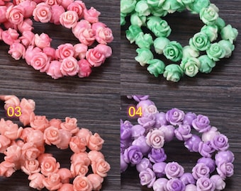 Cuentas espaciadoras de flores rosas de resina de 6/8/10 mm para accesorios de fabricación de joyas