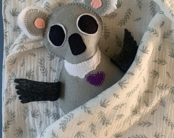 Soft & Leafy Cotton baby swaddle blanket and Koala Baby Brain Bubby