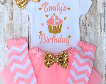 First Birthday Outfit Girl, 1st Birthday, personalized Pink gold First Birthday, 1st Birthday Tutu Dress, Baby 1st Birthday Photoshoot