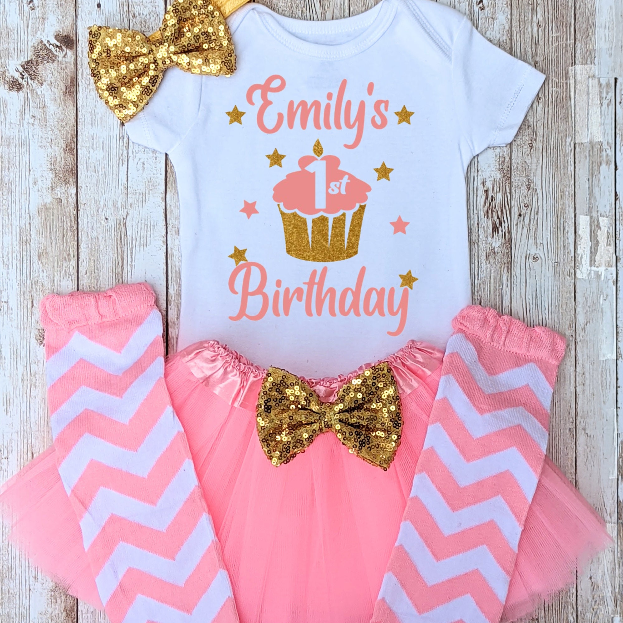Pink and Gold First Birthday Dress - Etsy