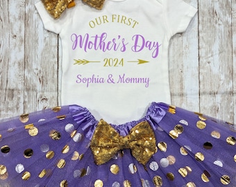Our Mothers Day Outfit Baby Girl, 1st Mothers Day Outfit, Personalized Mothers Day Gift, Happy Mothers Day, Newborn Mothers Day Bodysuit